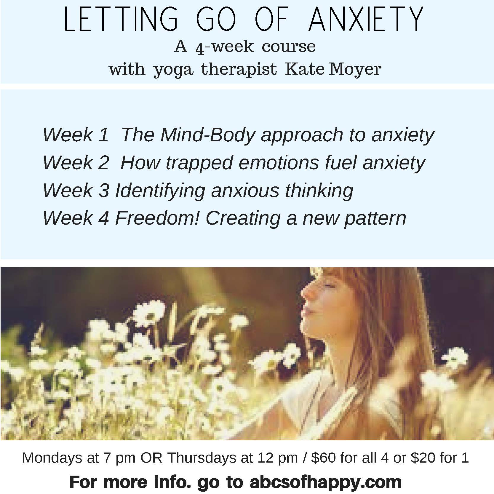 letting go of anxiety four week course flyer